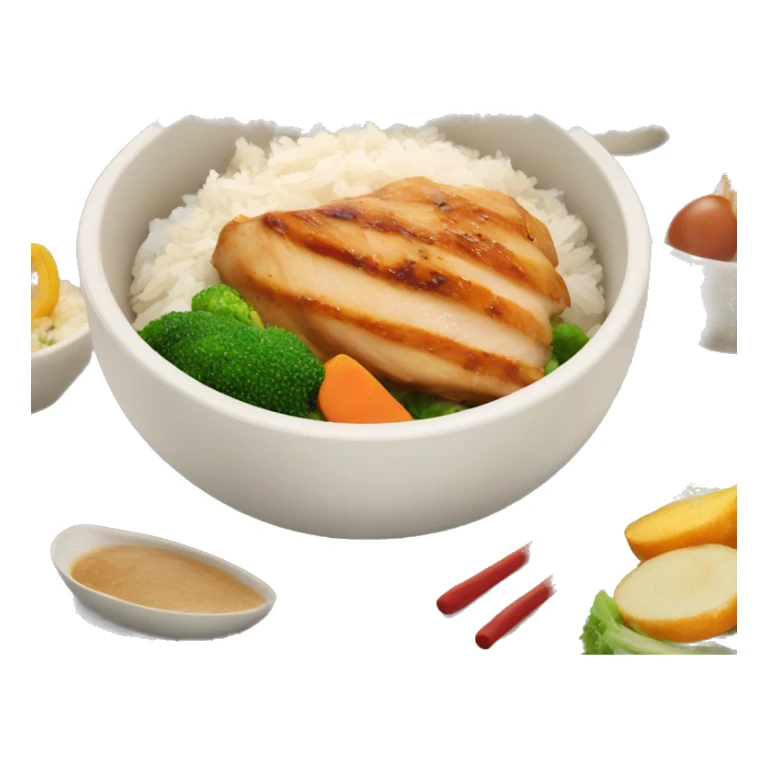 chicken breast and veggies with rice bowl sticker