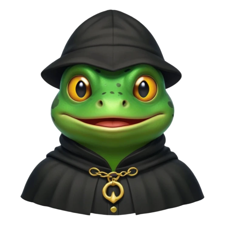 thief frog portrait, head and shoulders only, sly grin, dark cloak collar, mischievous burglar vibe, 3D cartoon, mobile game icon style, clean background, no text, no watermark
 sticker