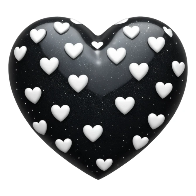 heart with black glitter and white hearts sticker