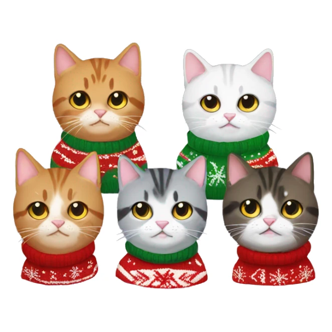 5 cats in christmas sweaters sticker
