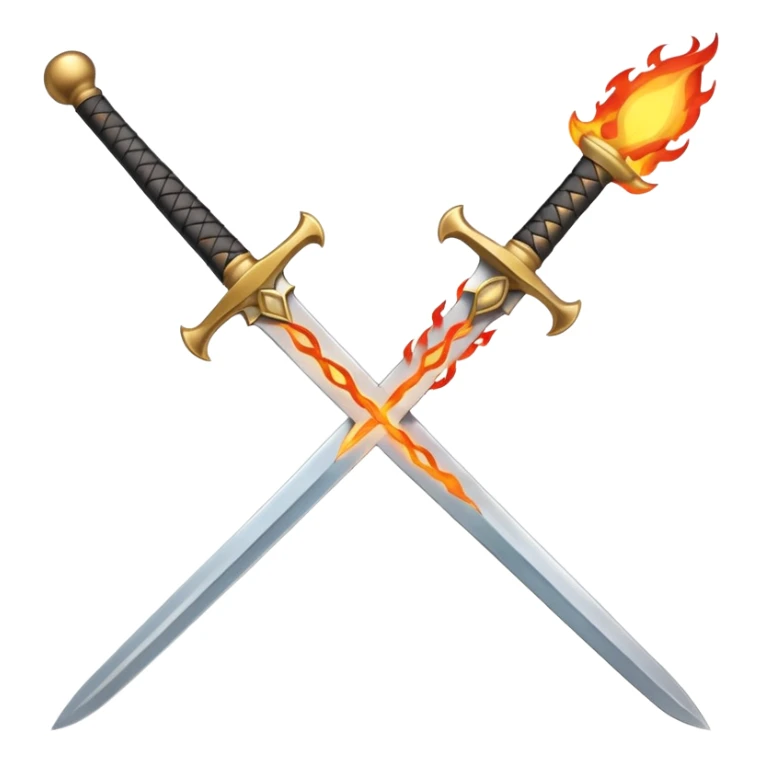 Crossing arabian sword, with fire at the blades, minimalistic image  sticker
