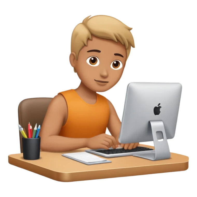 persona trabajando sola en un escritorio sticker