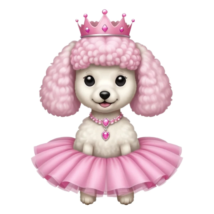 White poodle with pink tiara and tutu  sticker