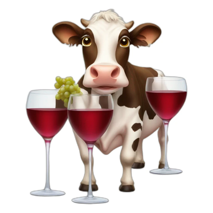 Three smiley cows with three glasses of wine sticker