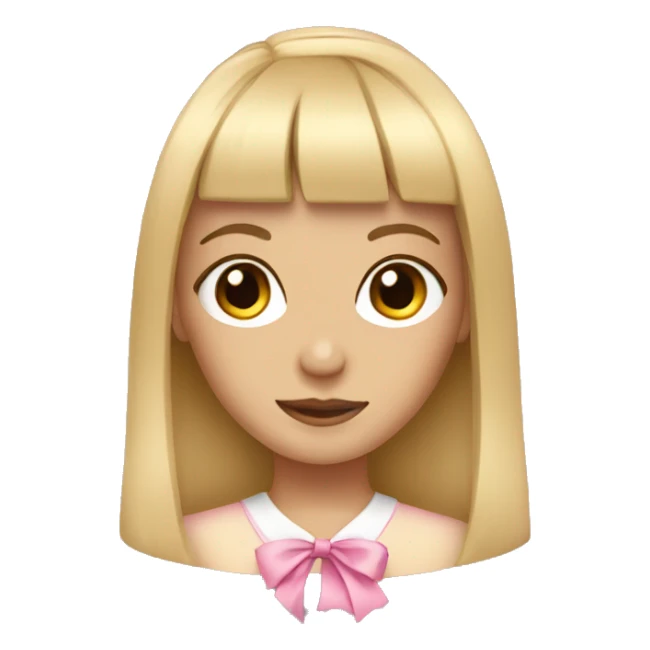 blonde girl with bangs wearing a pink bow  sticker