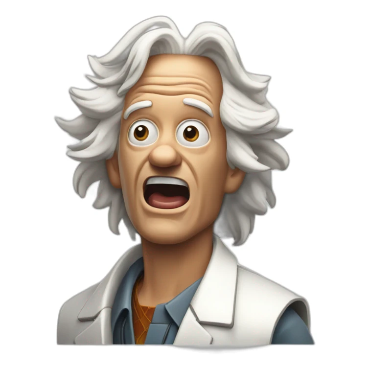 Doc brown from back to the future looking shocked and his mouth wide open. No eye-ware. sticker