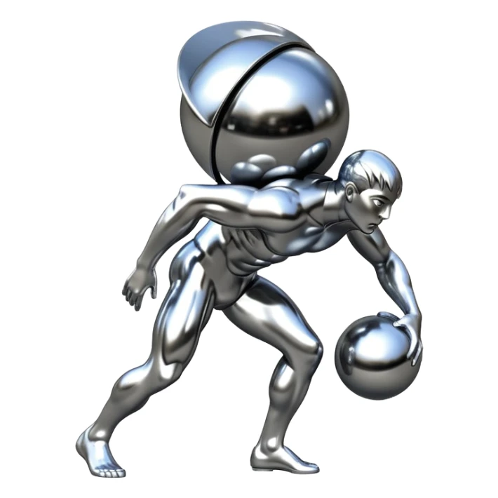 sorayama Sisyphus carrying big sphere on his back sculpture sticker