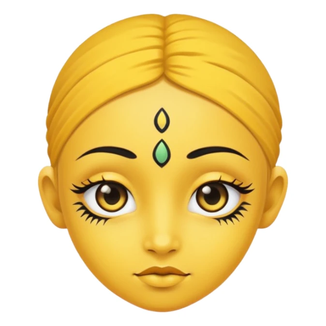 Yellow face with cute eyes and black bindi sticker