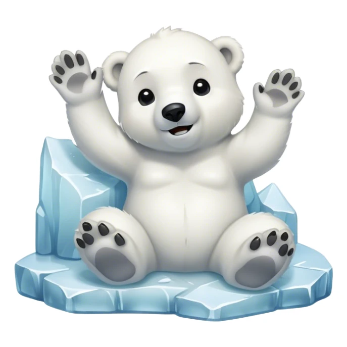 Polar bear cub sitting in an ice chunk and waving while saying goodnight  sticker