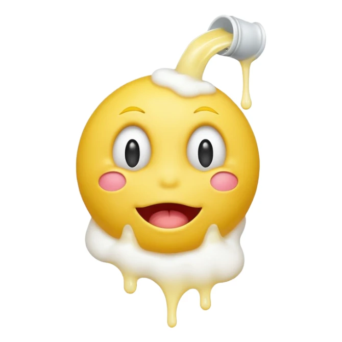 yellow smiley face with eyes up and mouth open, Vomiting white foam sticker