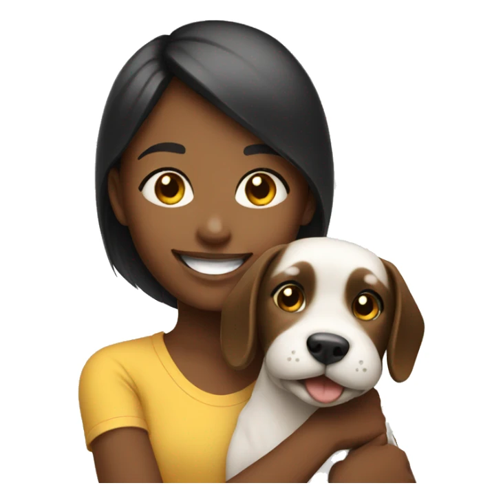smiling girl with dog sticker