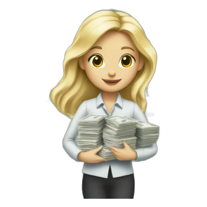 a blond girl always carrying monopoly game boxes sticker