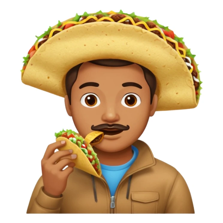 Man with no nose eating taco sticker