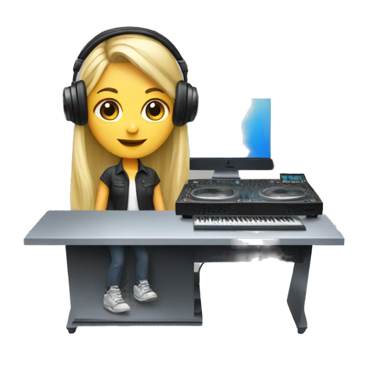 Audio technician blonde girl with a dj desk sticker