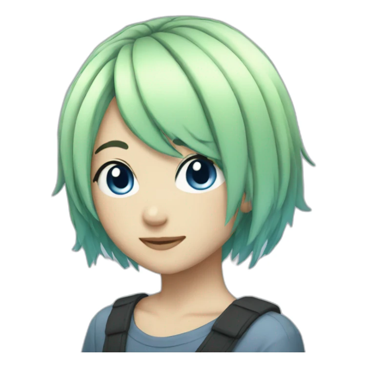 Anime emoji blue hair sticker