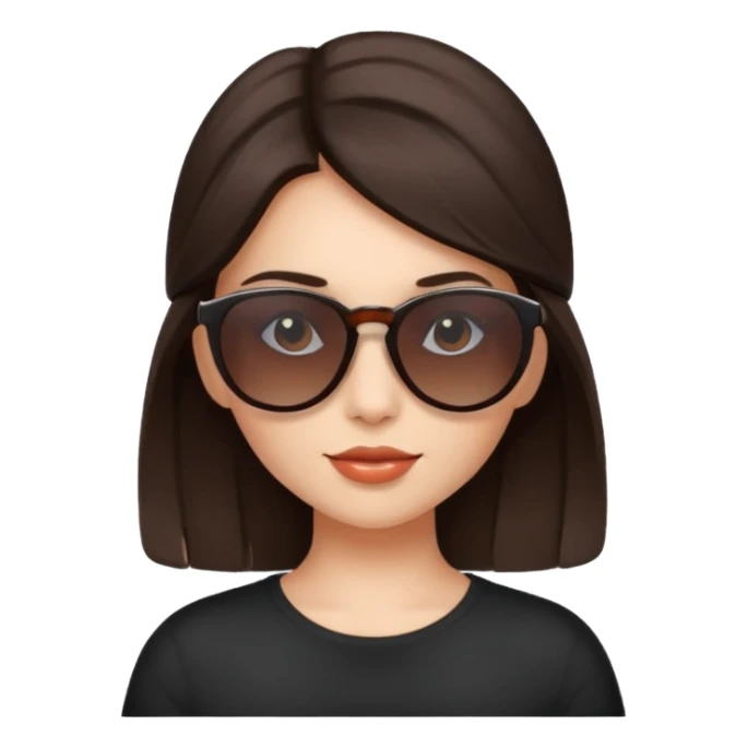 A pretty dark brown haired girl with sunglasses oh head  sticker