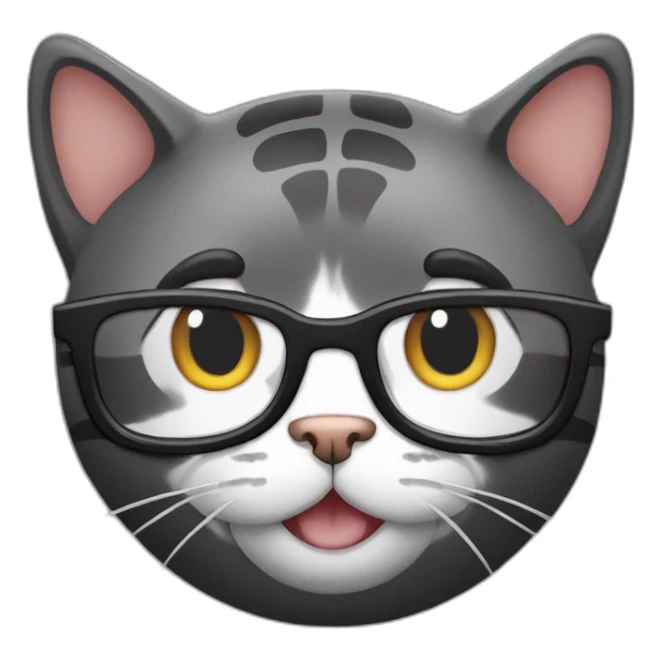 cat-black-smile-bigear-with-glasses sticker
