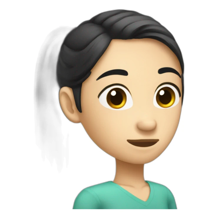 relax shoulder pain behind black-long-hair pony-tail sticker