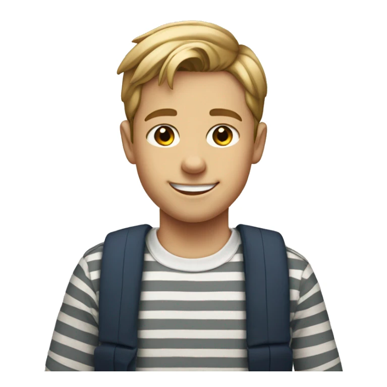smiling auburn boy in striped shirt sticker