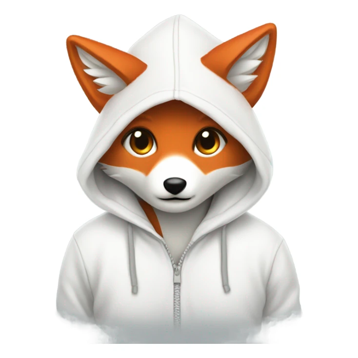White fox hoodie white and red sticker