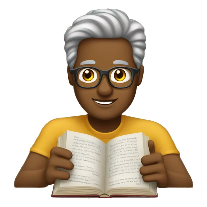 Étudiant de 40 ans en train de lire un livre sticker