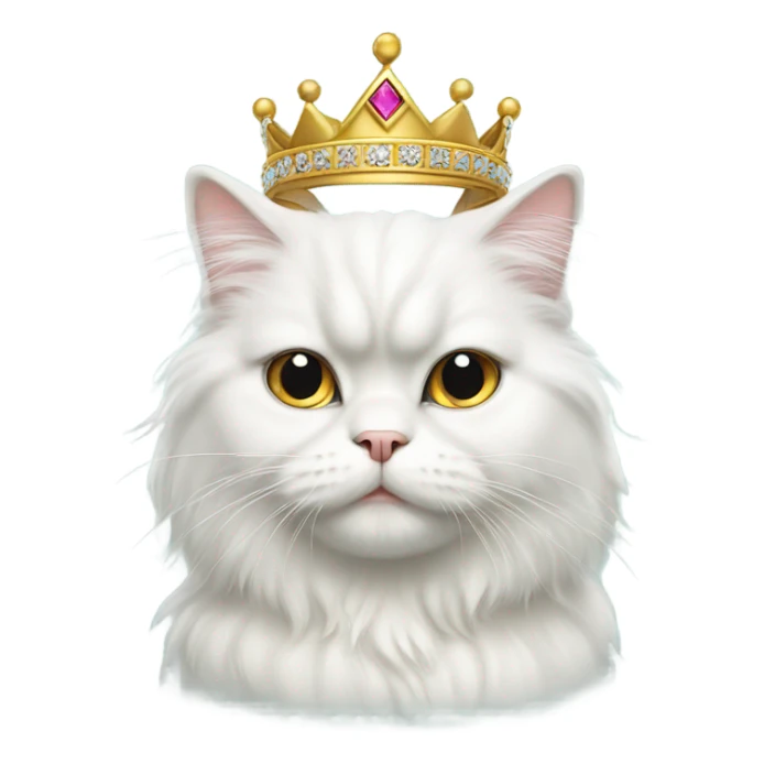 White Persian cat with a princess crown sticker