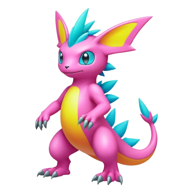lush pastel-bright-vibrant warm-colored modern colorful neon-colored Fakémon-Digimon-Pokémon-creature (full body) sticker