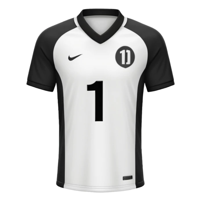 White and black soccer jersey with number 1 sticker