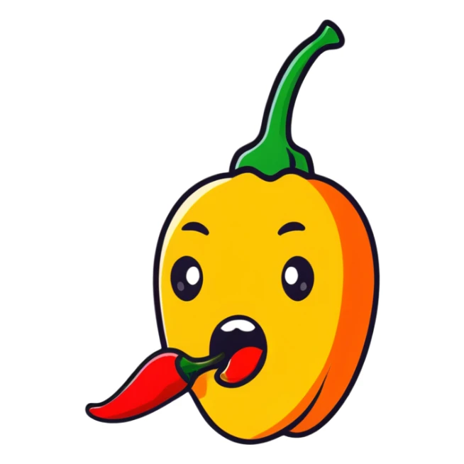 face with burning red mouth, eating hot pepper sticker
