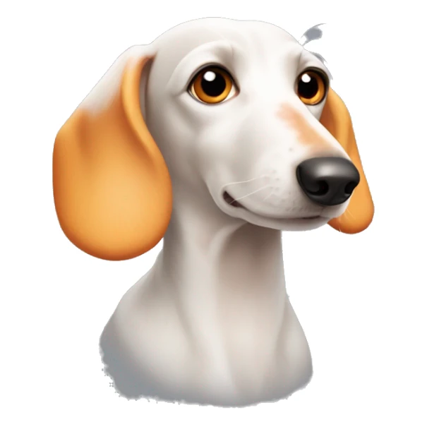 White dachshund with orange fur around her eyes and ears sticker