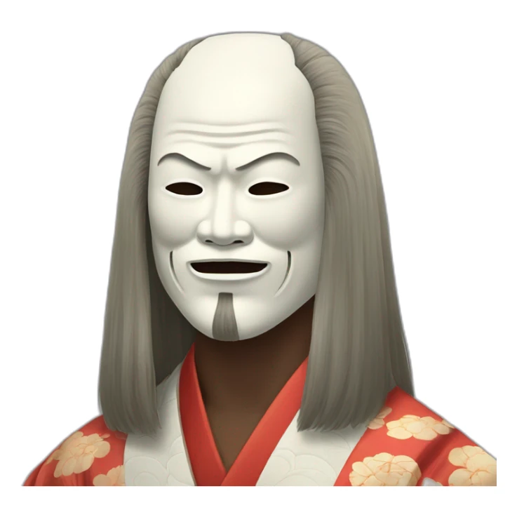 noh-mask-longhair-japanese-kimono-massive-man sticker