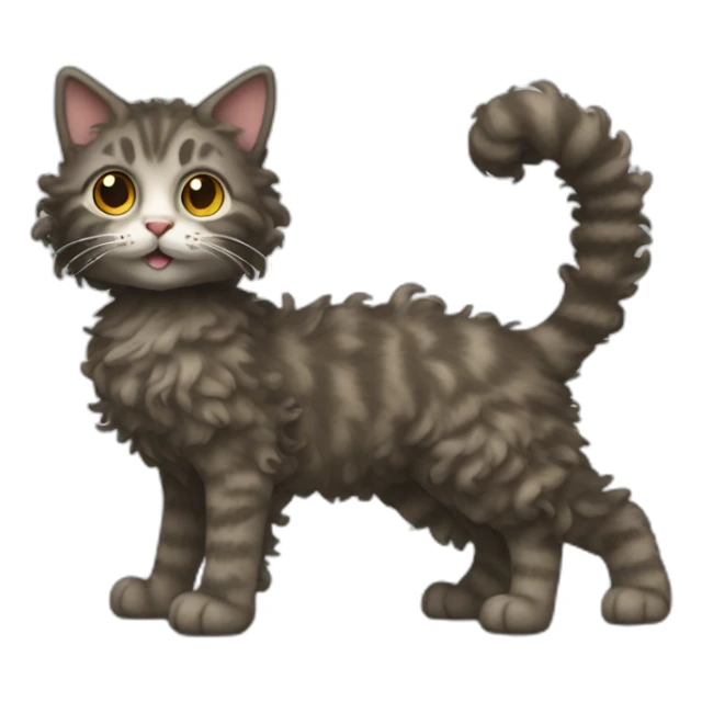 Very Curly Cat standing from the side and curly fur sticker