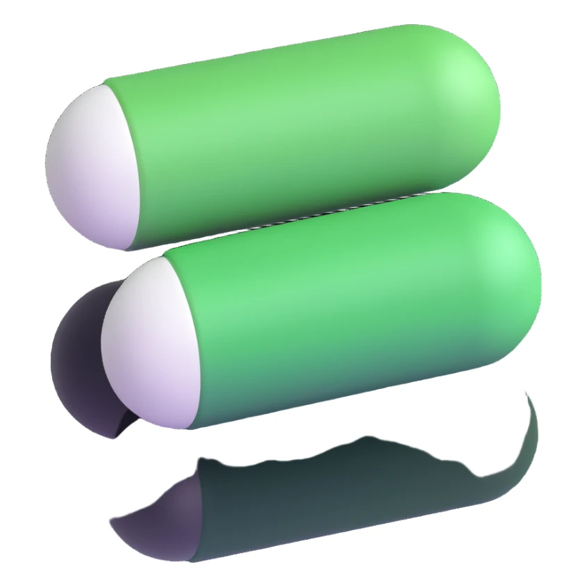a two-tone pill, left side white, right side green, isolated on transparent background sticker
