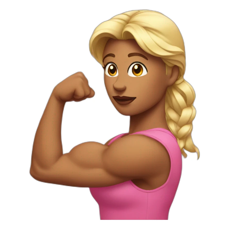 women in pink show biceps sticker