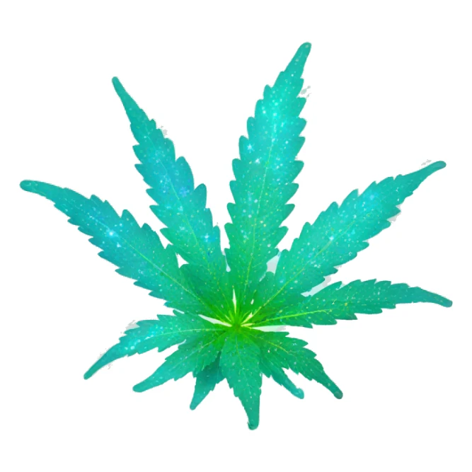 Sparkling holographic cyan Hemp 420 plant growing  sticker