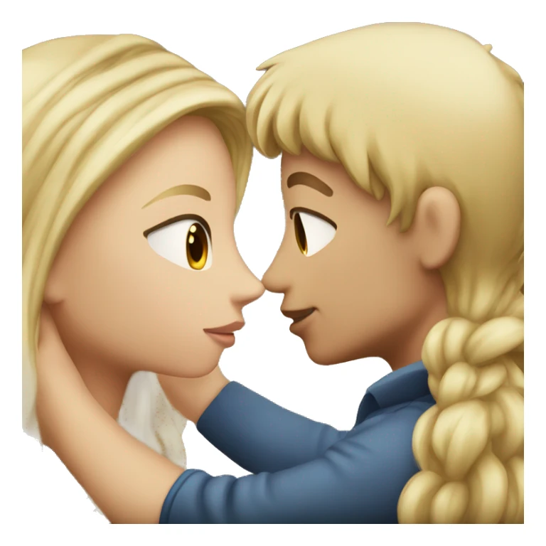 Blonde boy kissing brunette girl sticker