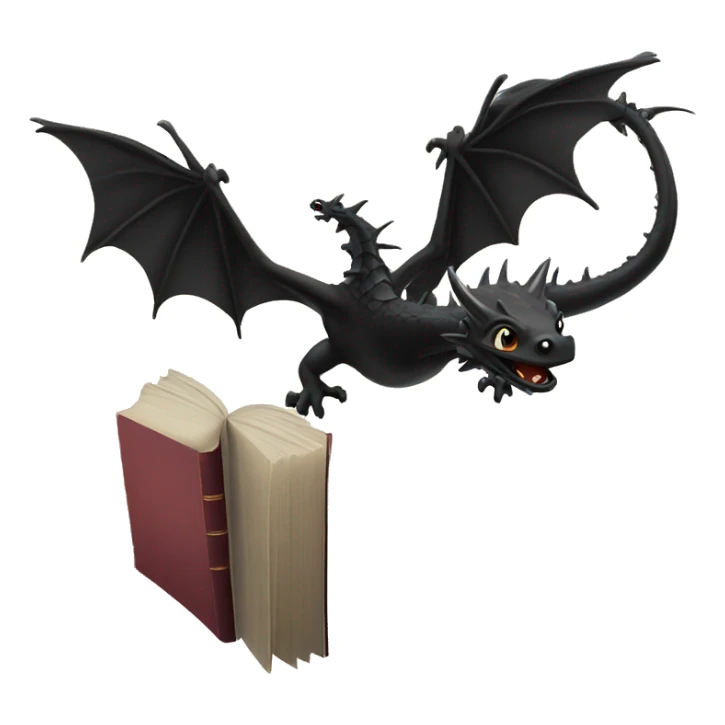 black dragons flying out of book sticker