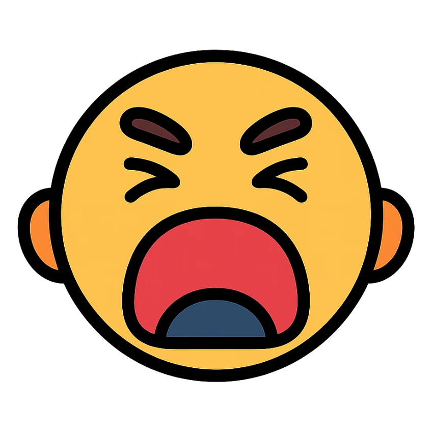 screaming face icon with color outline sticker