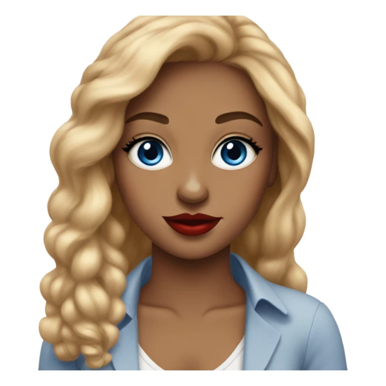 Auburn girl with red lips blue eyes  sticker