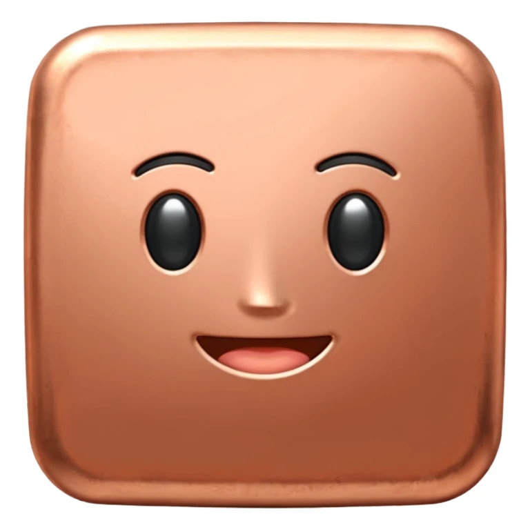 Create an Android-style cartoon emoji of a copper ingot. Make it simple, flat, and stylized with solid copper colors, no shine, no reflections, no gradients, and no faces or expressions. Keep the shapes clean, rounded, and consistent with modern Android emoji aesthetics.


 sticker