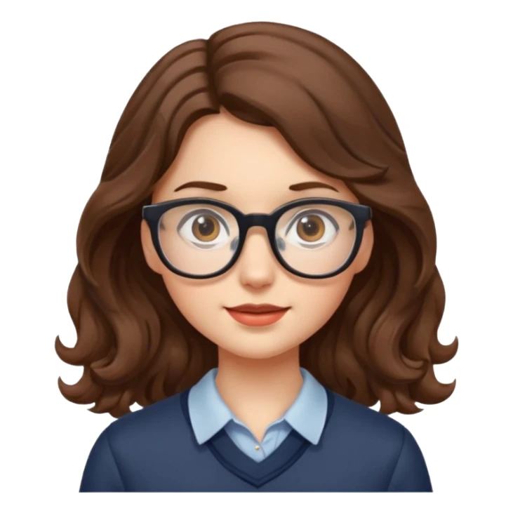 Nerdy girl with glasses, wavy long hair sticker