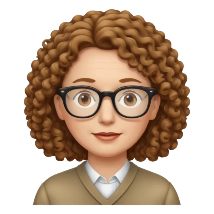 really long hair light brown curly pale skin middle age sticker