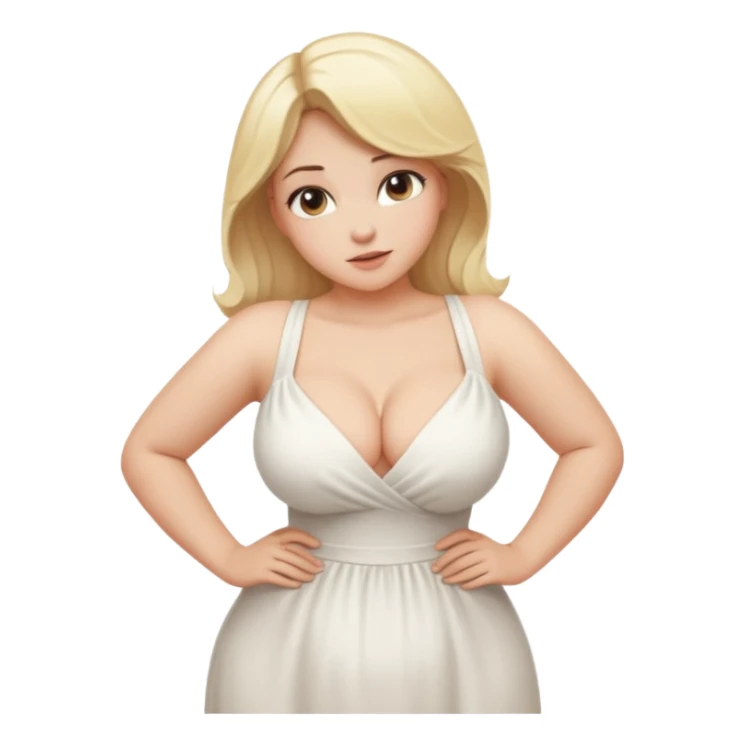 blonde woman with large bust, curvy, bending forward, SFW sticker