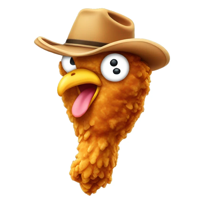 fried chicken leg wearing a cowboy hat sticker