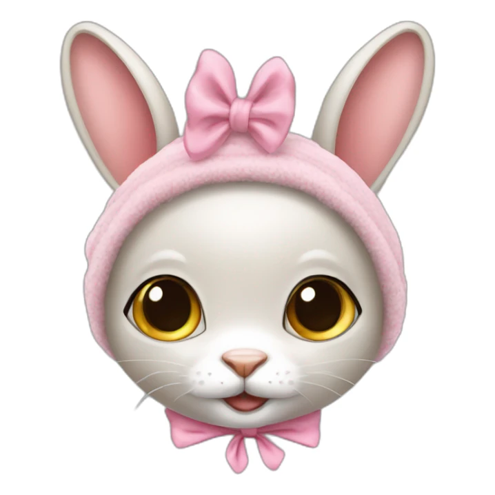 cute feral rabbit with cute pink panties on head sticker