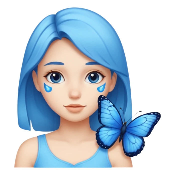 Girl have Blue butterfly  sticker