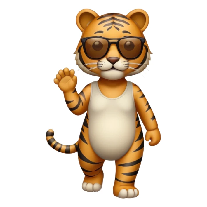 anthropomorphised tiger in casual dress wearing sunglasses walking upright sticker