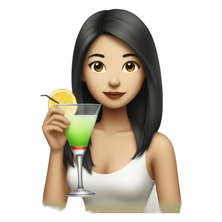 Pretty Asian girl drinking martini sticker