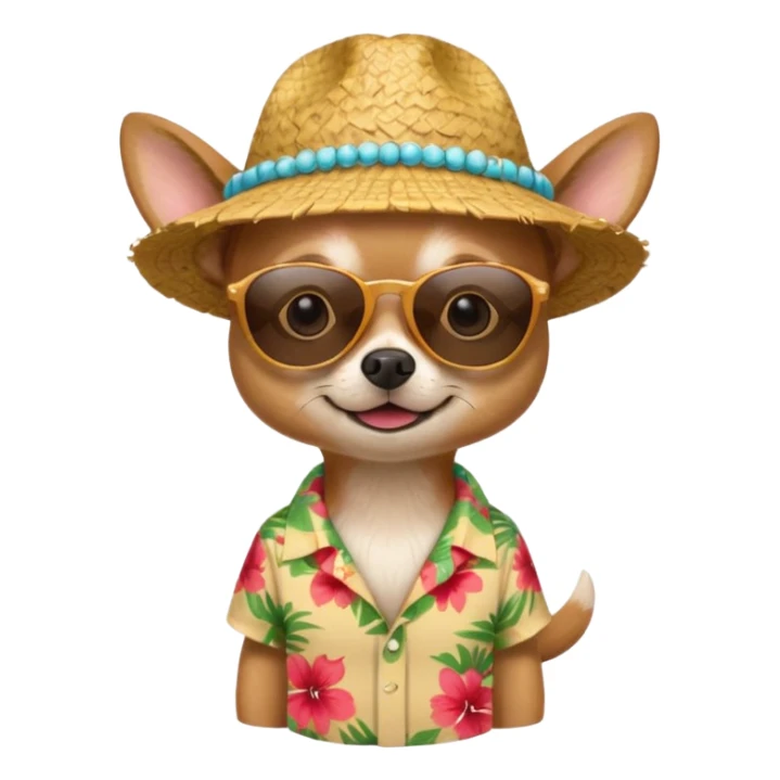 Chihuahua with sunglasses and straw hat, hawaii shirt sticker