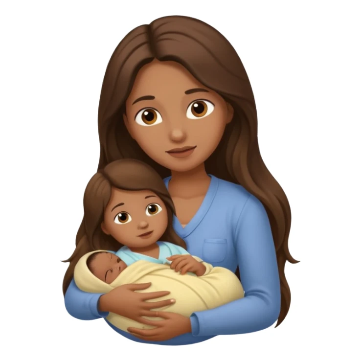 "Long-haired brown woman with fair skin nursing her baby."
 sticker